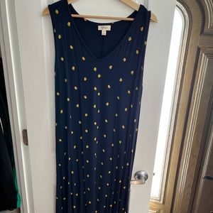 Style & Co midi dress navy blue with lemons!